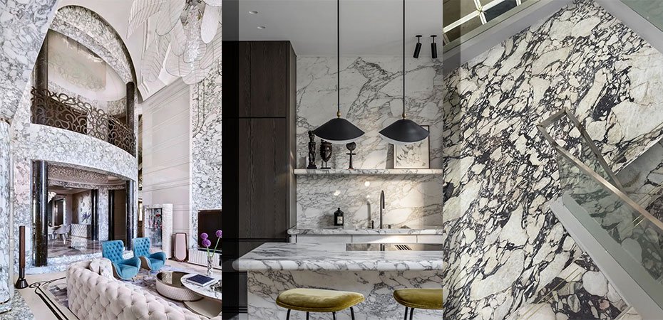 calacatta marble wall floor countertop