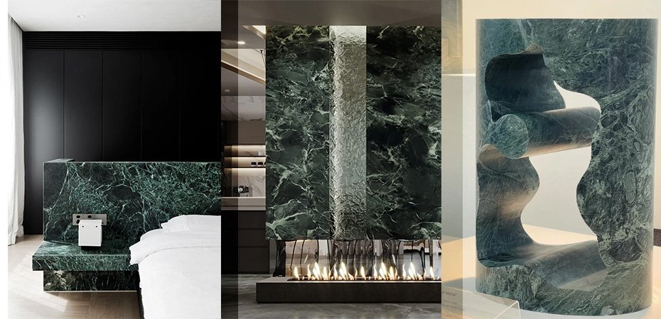 dark forest green marble wall plinth