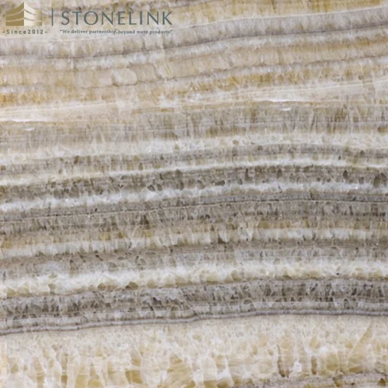 Backlit honey onyx slab