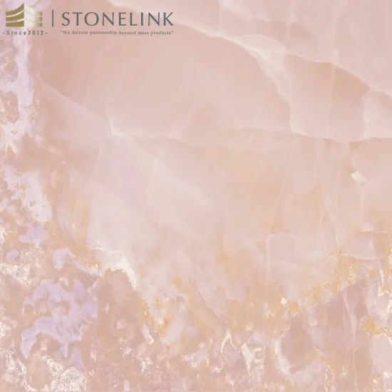 Backlit pink onyx slab