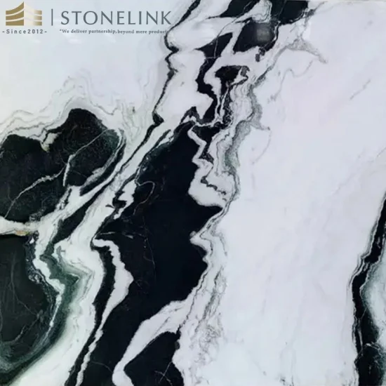 Bookmatch panda white marble slab