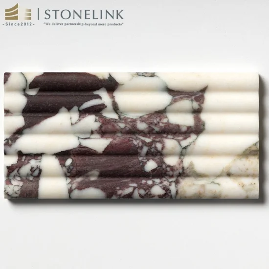 Calacatta Viola marble fluted honed tile