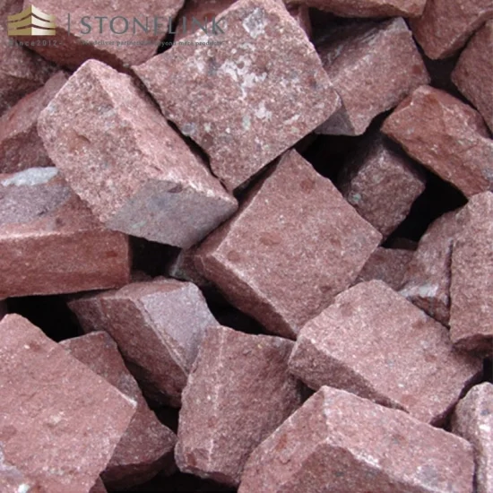 G666 Ocean Red granite cube paving stone