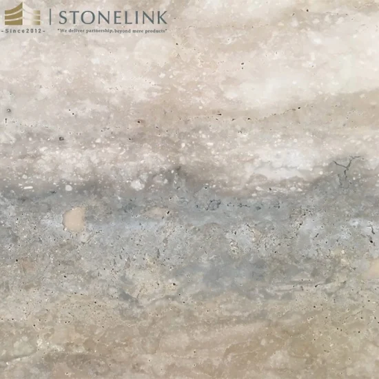 Italian silver travertine slab