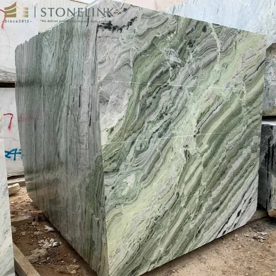 Raggio Verde green natural marble block