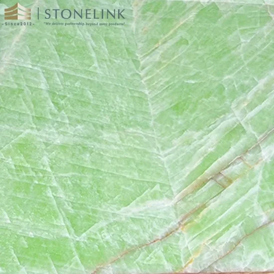 Translucent Crystal Green onyx slab