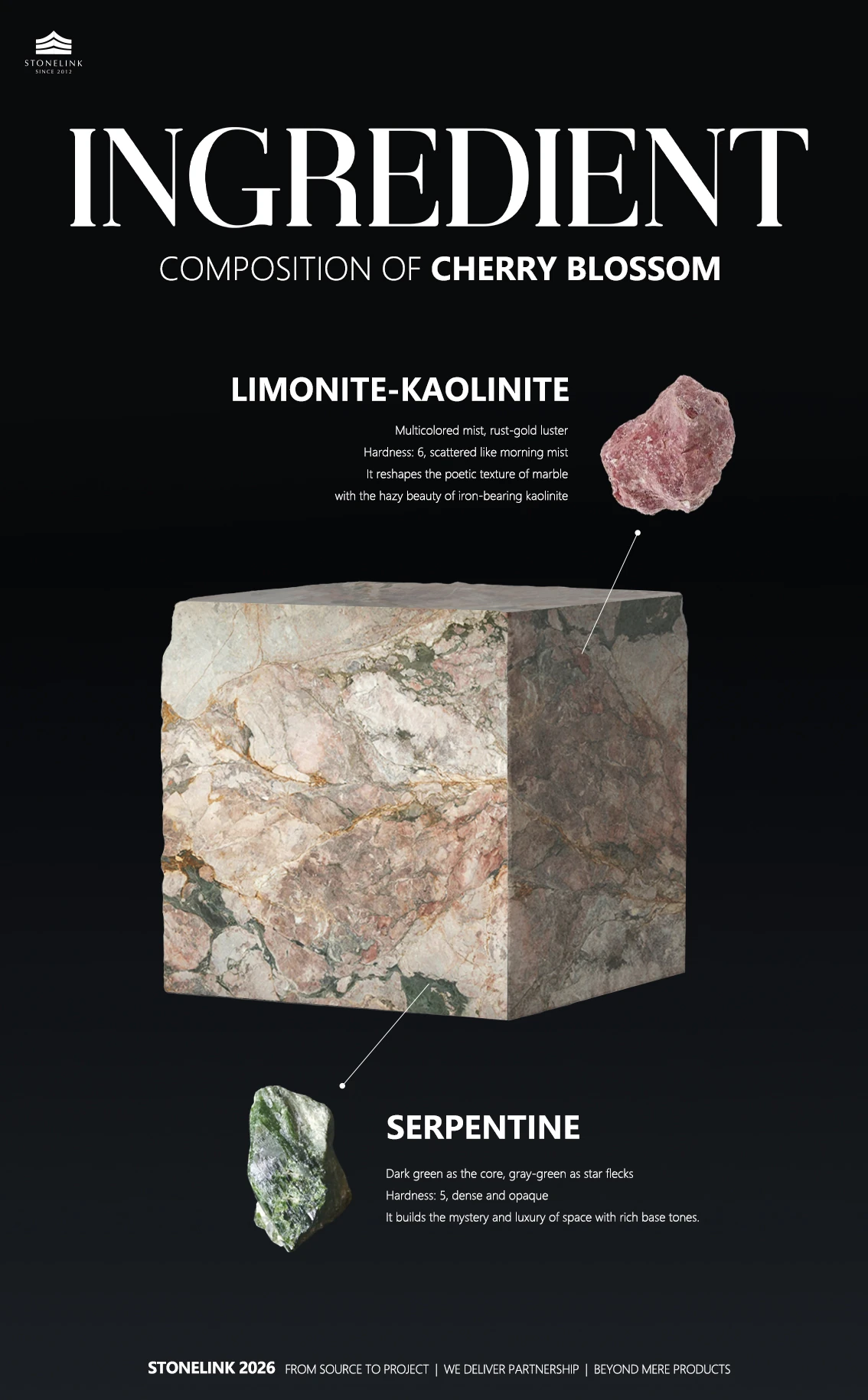 Cherry Blossom pink marble slab detail
